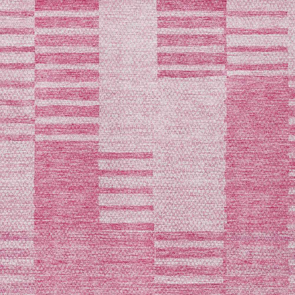 5' X 8' Pink And Blush Striped Washable Indoor Outdoor Area Rug