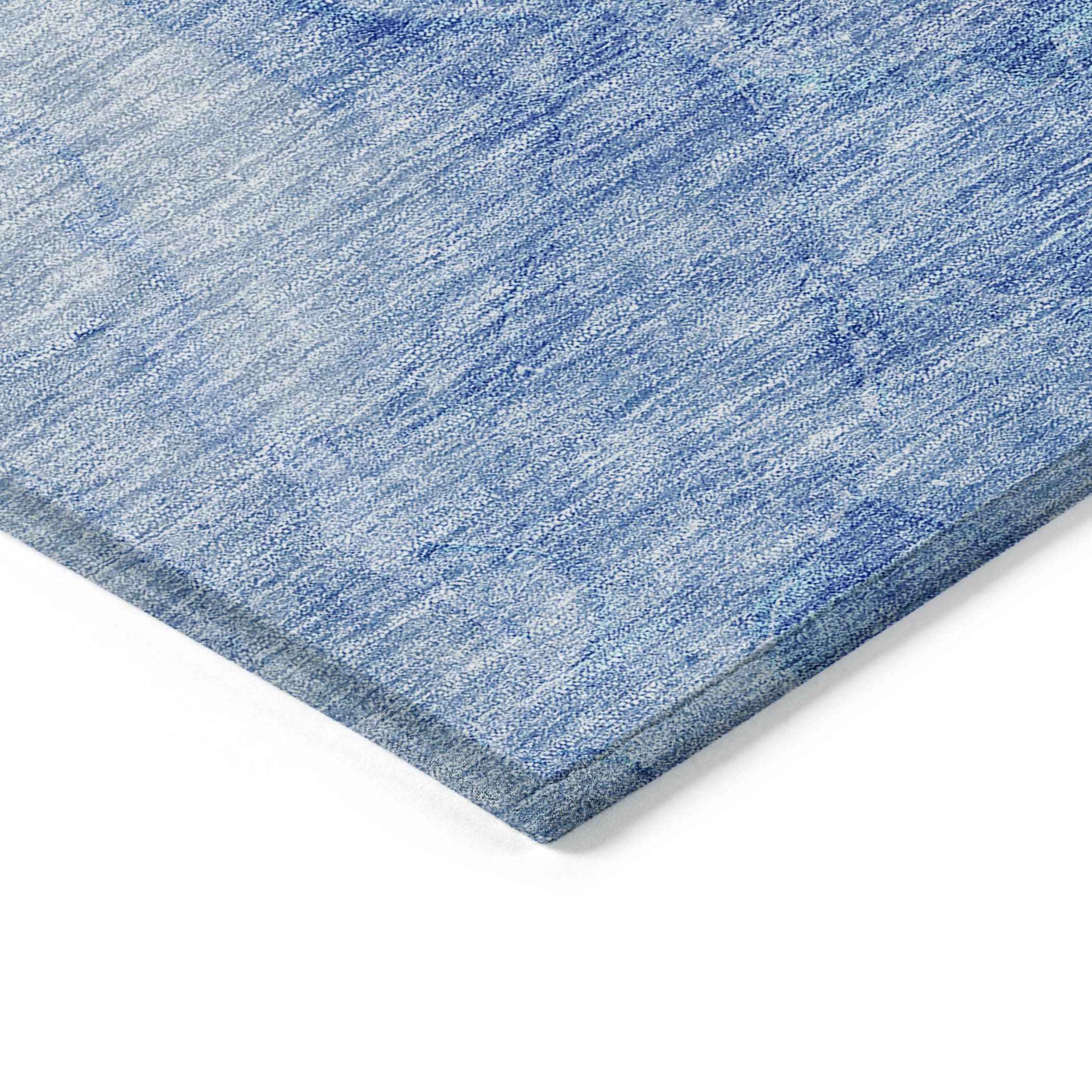 10' X 14' Denim Blue And Sky Blue Nautical Washable Indoor Outdoor Area Rug
