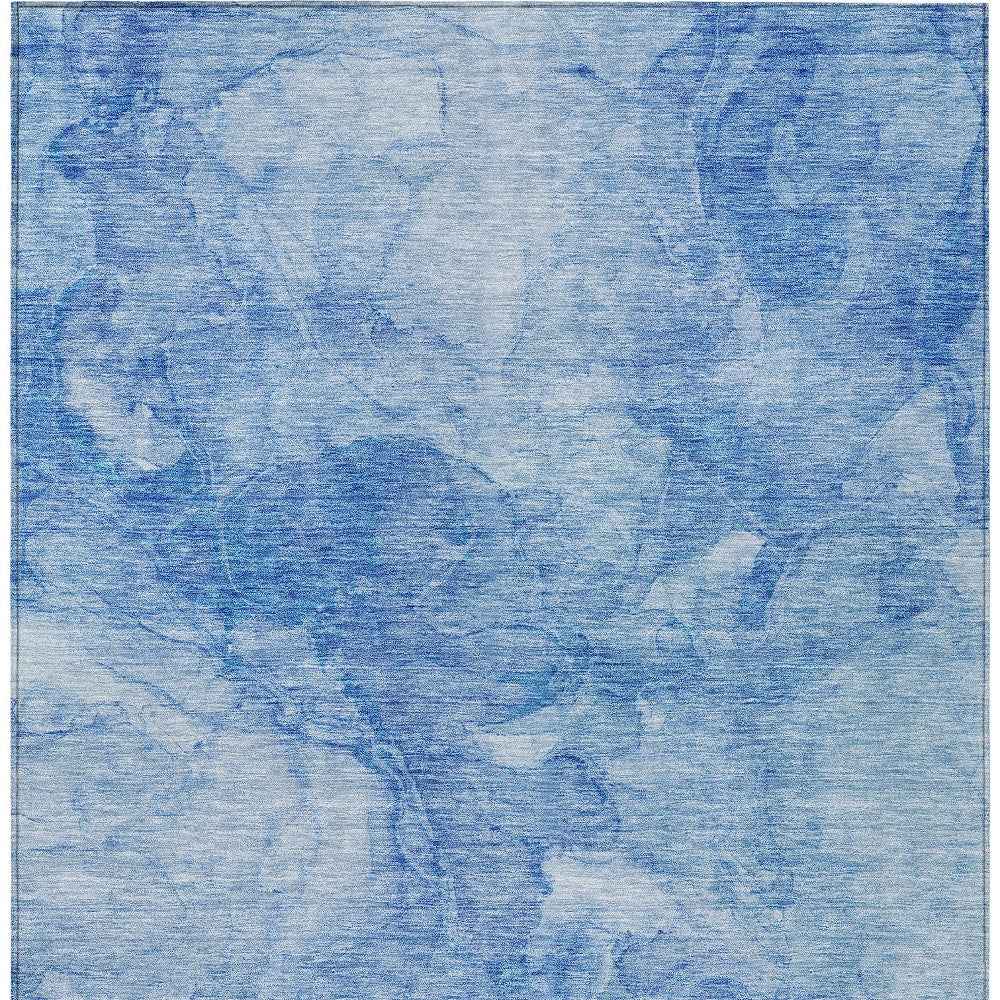 10' X 14' Denim Blue And Sky Blue Nautical Washable Indoor Outdoor Area Rug