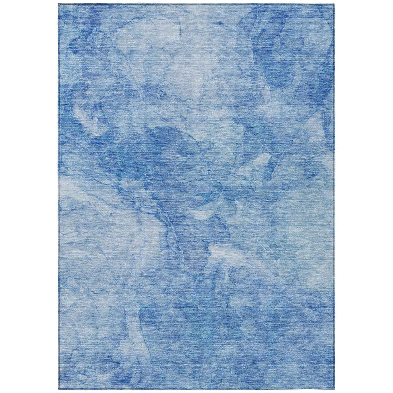 10' X 14' Denim Blue And Sky Blue Nautical Washable Indoor Outdoor Area Rug