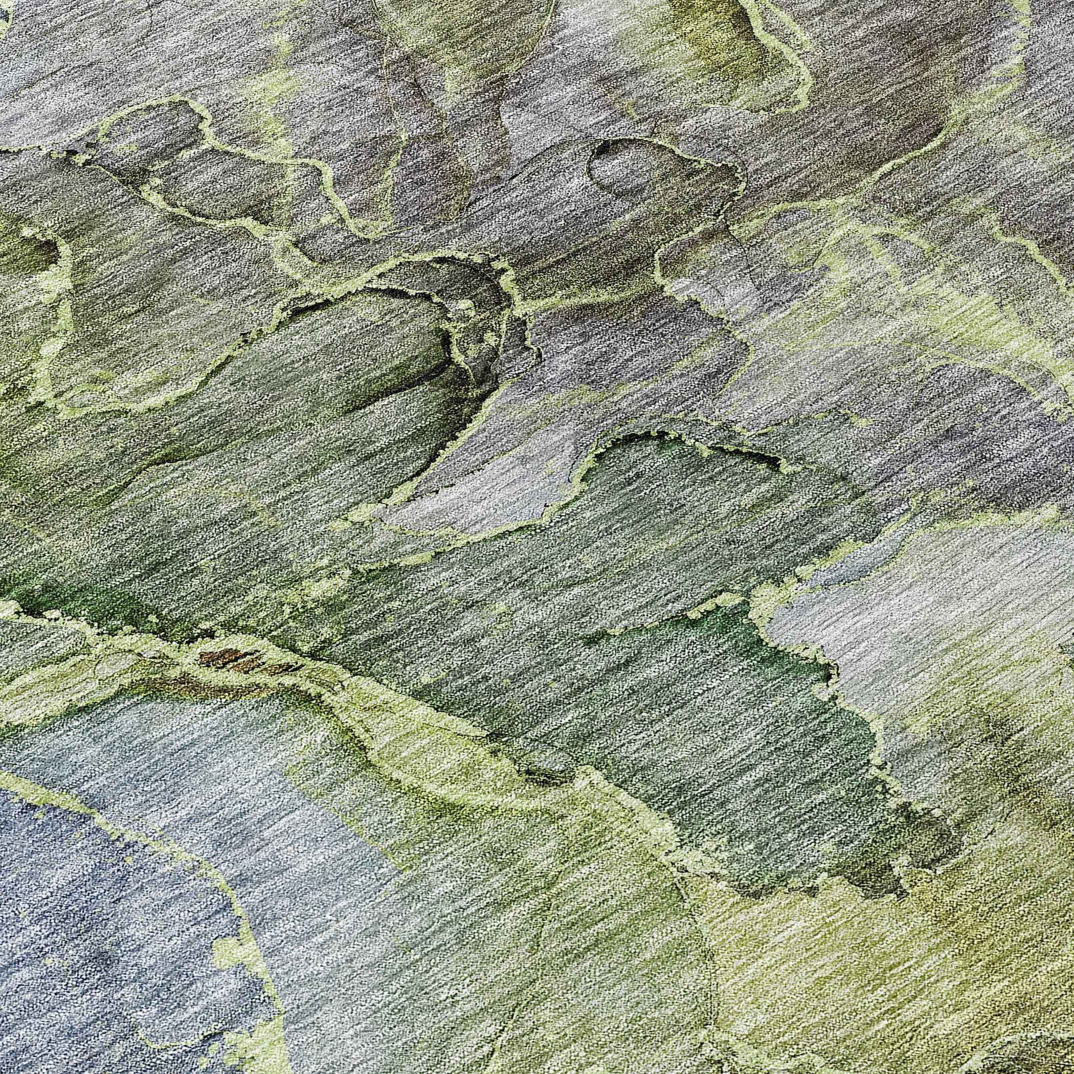 10' X 14' Olive Green And Gray Abstract Washable Indoor Outdoor Area Rug