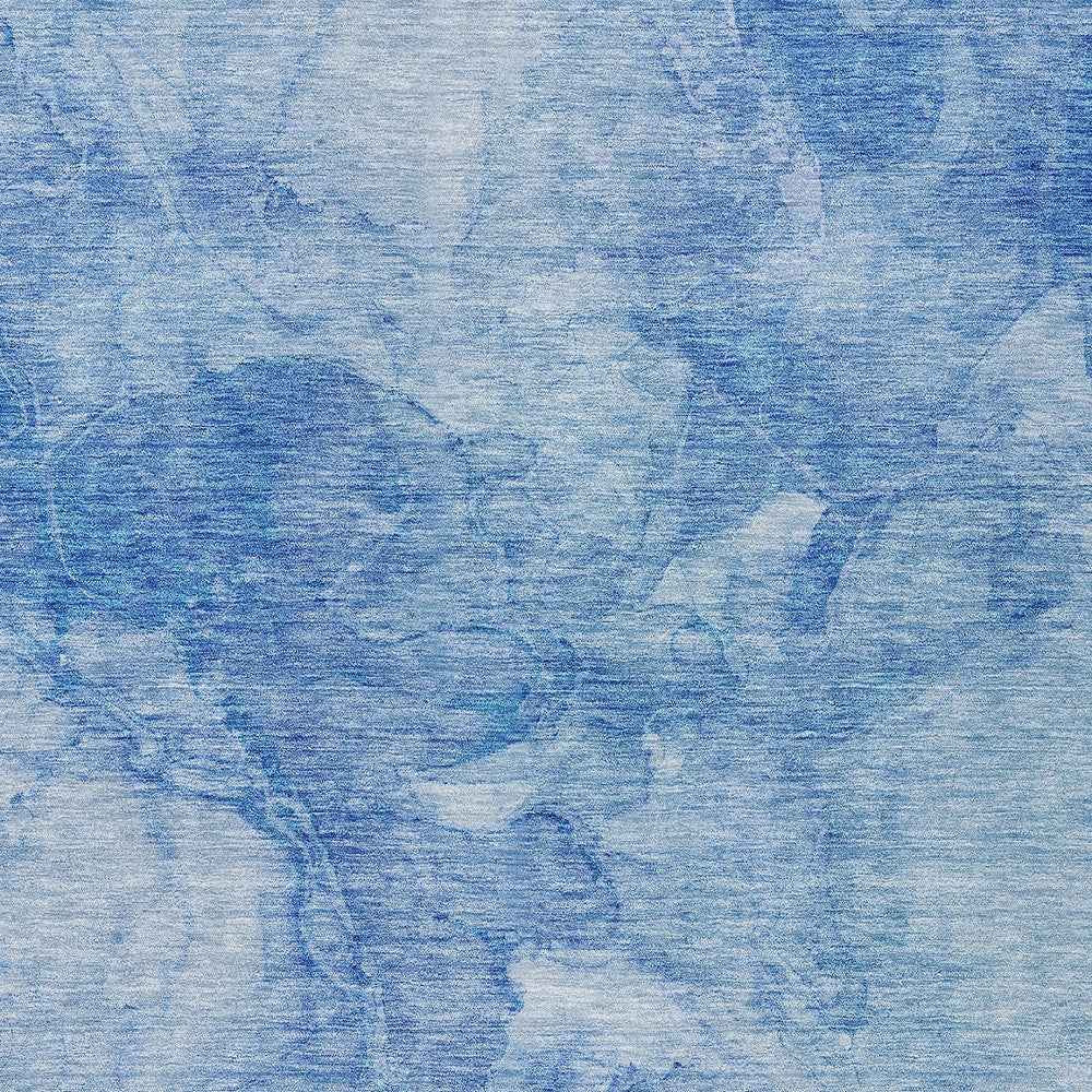 10' X 14' Denim Blue And Sky Blue Nautical Washable Indoor Outdoor Area Rug