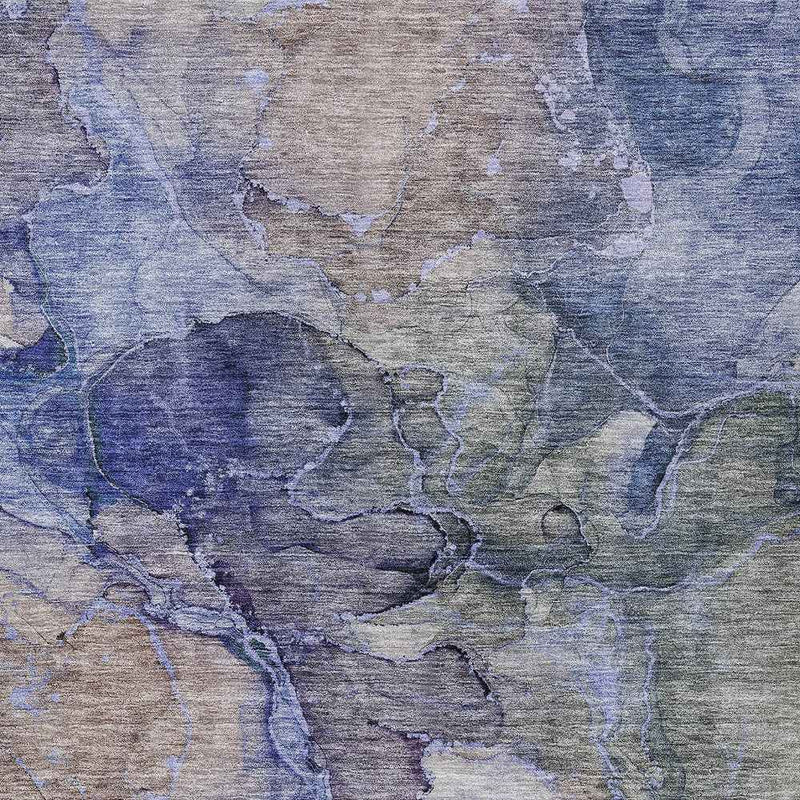 8' X 10' Navy Blue And Beige Abstract Washable Indoor Outdoor Area Rug