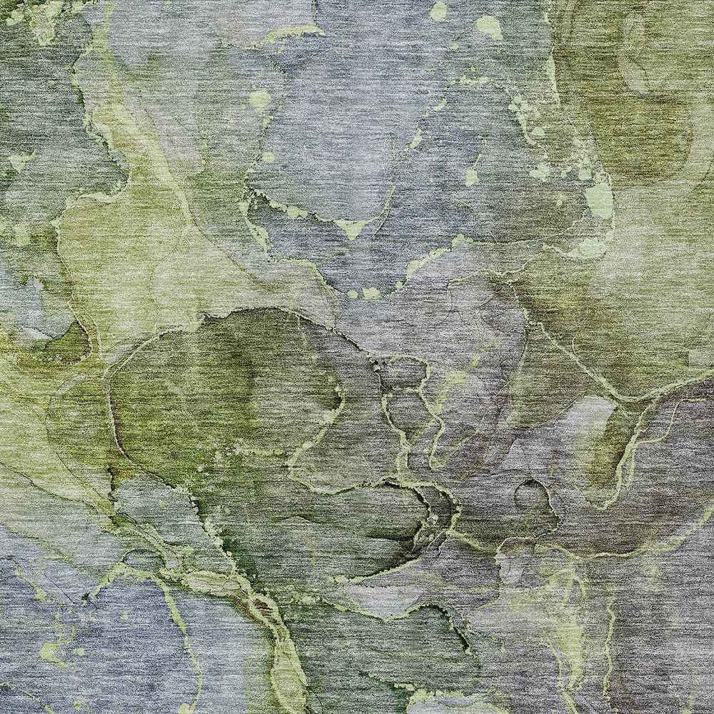 8' X 10' Olive Green And Gray Abstract Washable Indoor Outdoor Area Rug