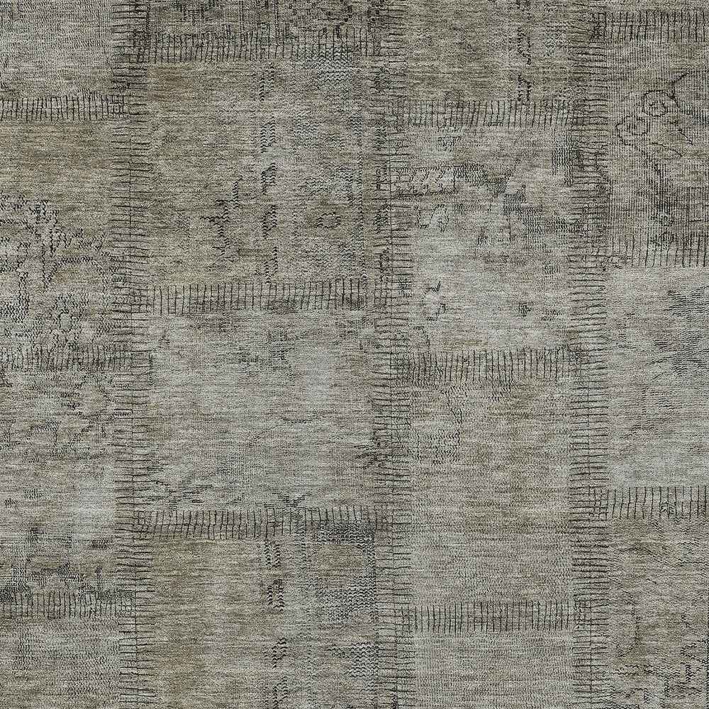 3' X 5' Taupe Brown And Beige Patchwork Washable Indoor Outdoor Area Rug