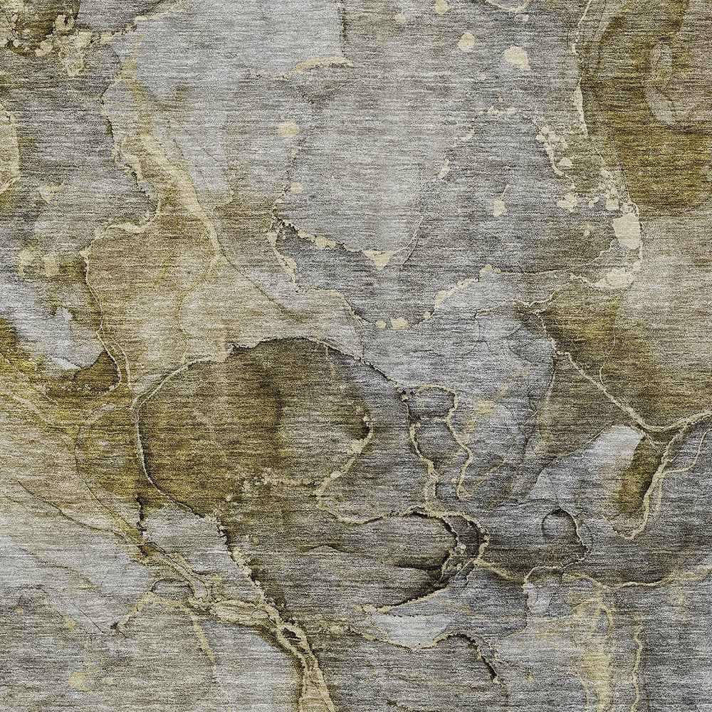 5' X 8' Taupe Brown And Gray Abstract Washable Indoor Outdoor Area Rug