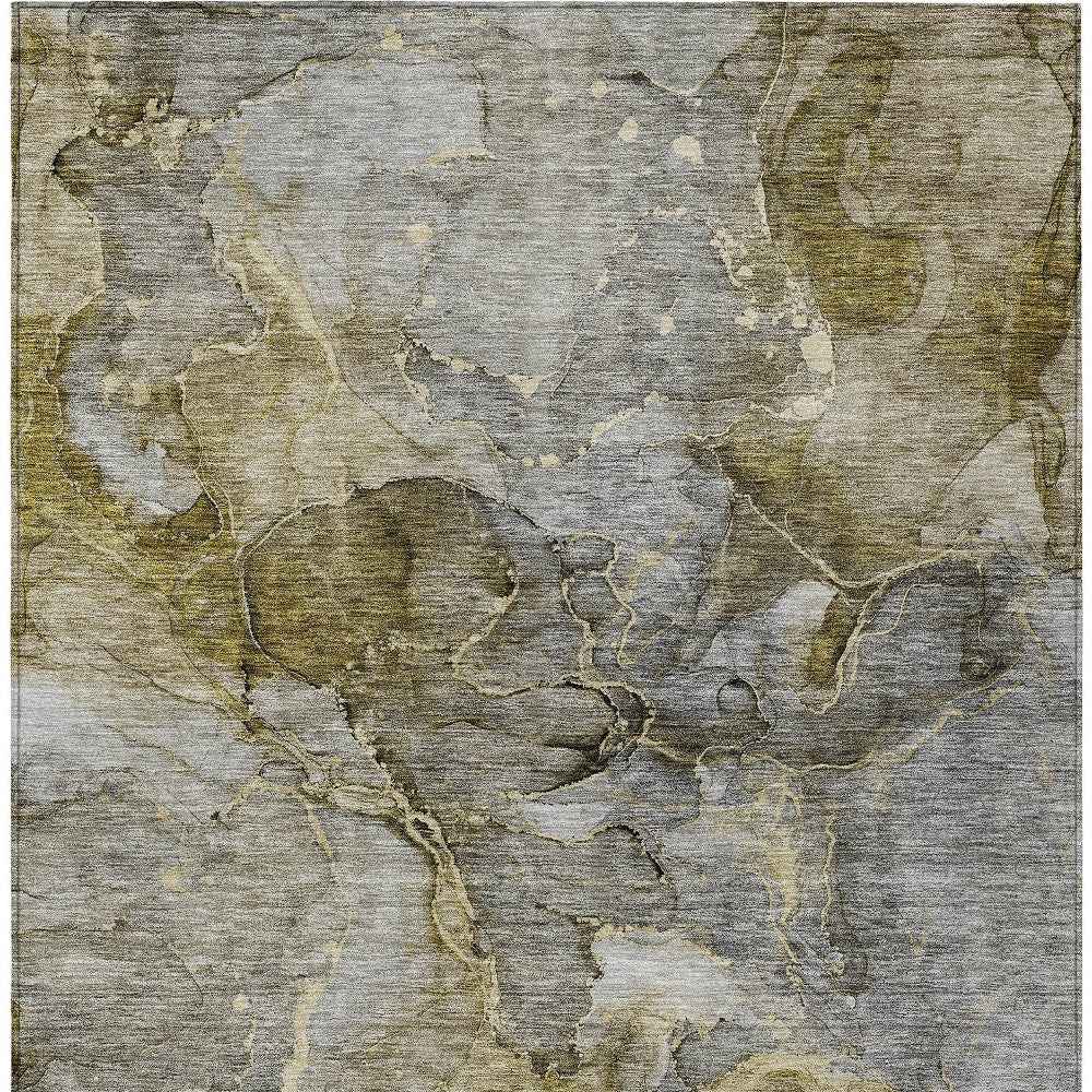 5' X 8' Taupe Brown And Gray Abstract Washable Indoor Outdoor Area Rug