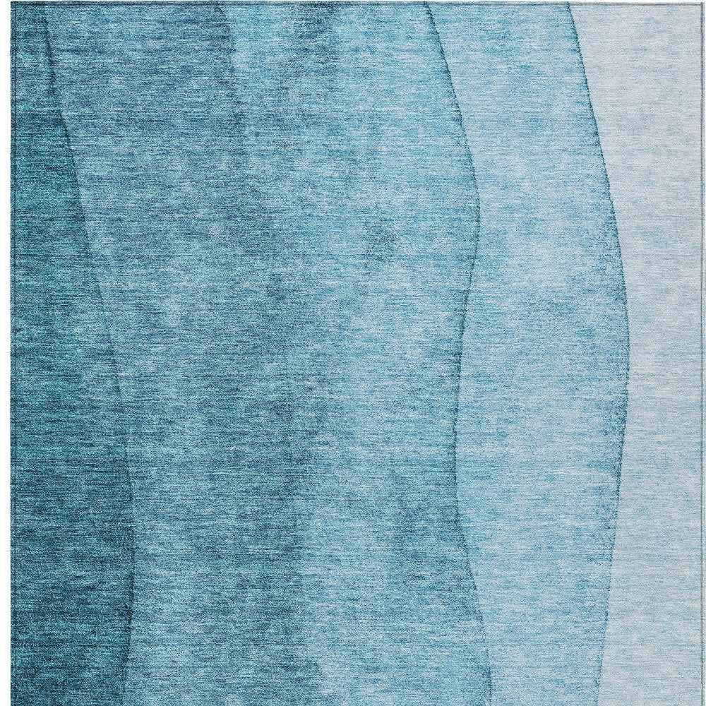 8' X 10' Teal Blue Aqua And Blue Ombre Washable Indoor Outdoor Area Rug