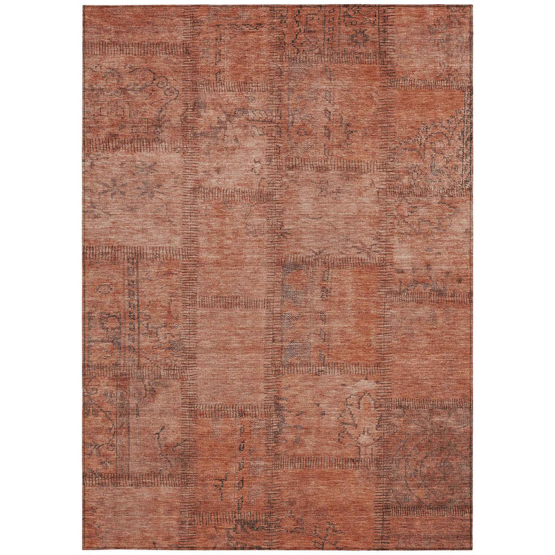 5' X 8' Salmon Copper And Gray Patchwork Washable Indoor Outdoor Area Rug