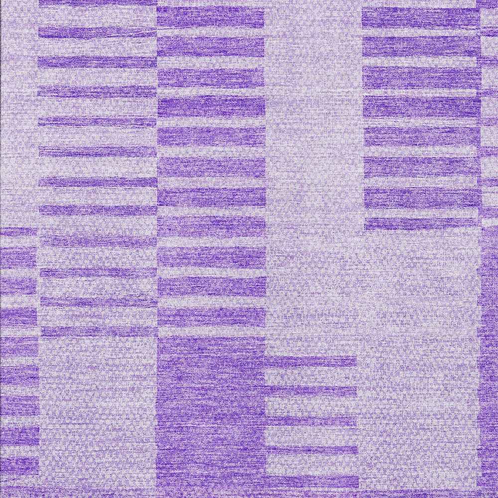5' X 8' Lavender And Purple Striped Washable Indoor Outdoor Area Rug