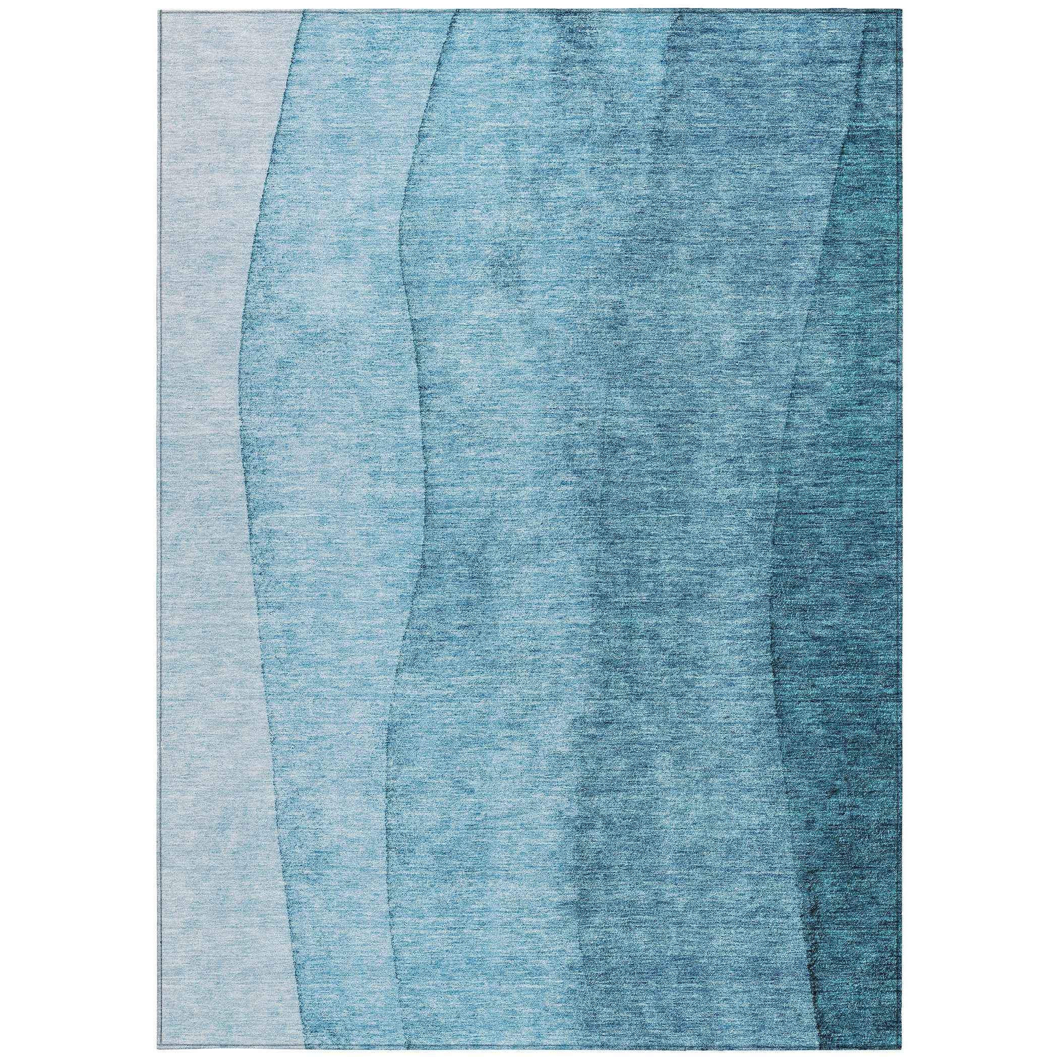 10' X 14' Teal Blue Aqua And Blue Ombre Washable Indoor Outdoor Area Rug