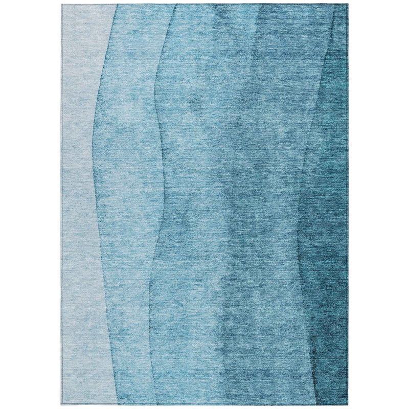 10' X 14' Teal Blue Aqua And Blue Ombre Washable Indoor Outdoor Area Rug