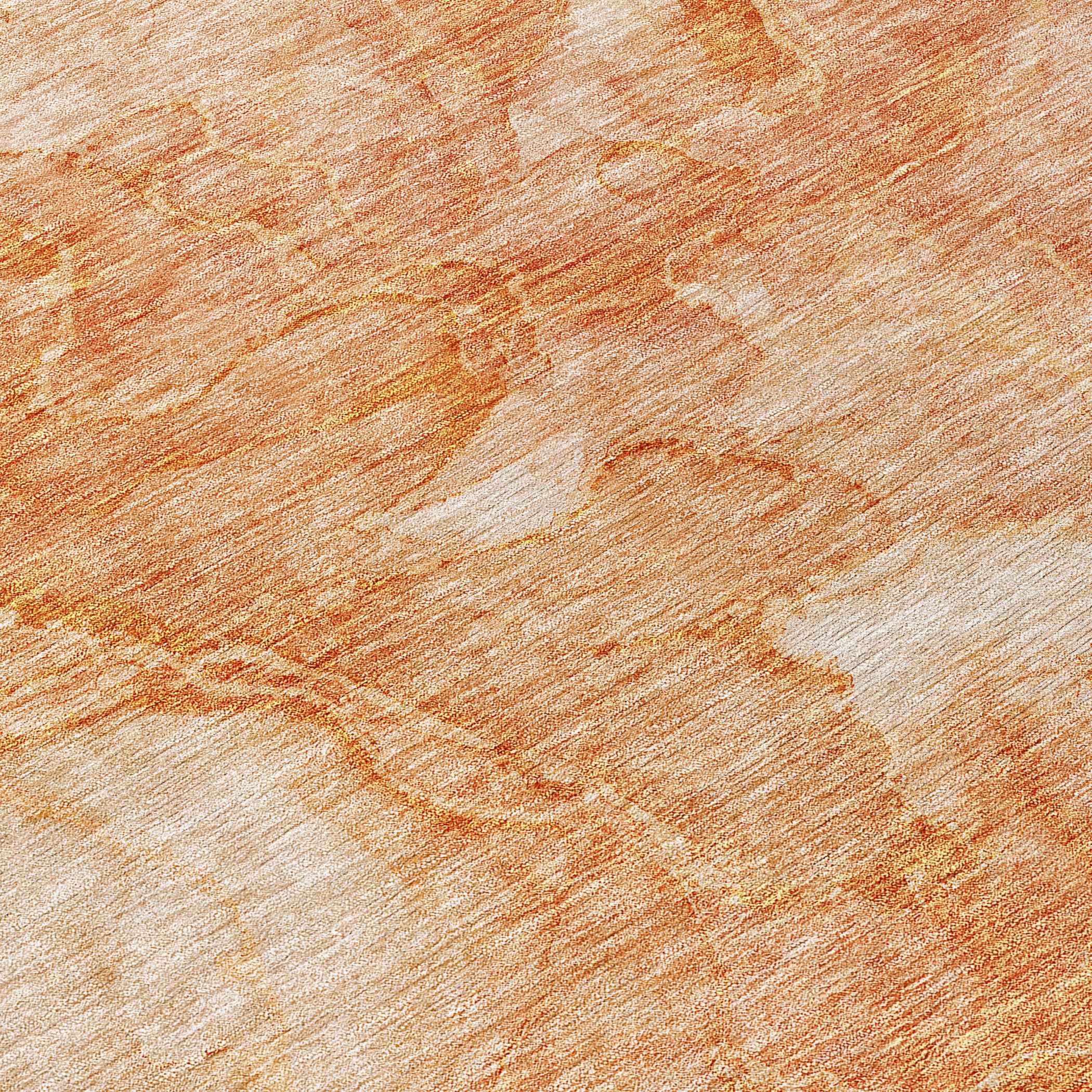 8' Salmon Peach And Ivory Round Nautical Washable Indoor Outdoor Area Rug