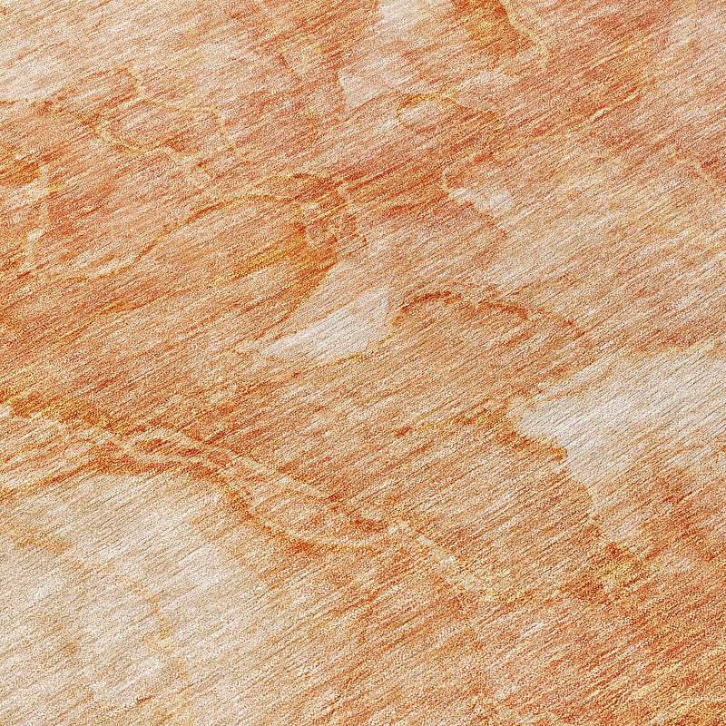 8' Salmon Peach And Ivory Round Nautical Washable Indoor Outdoor Area Rug