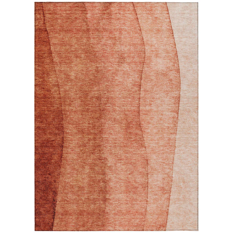 3' X 5' Red Copper And Terra Cotta Ombre Washable Indoor Outdoor Area Rug