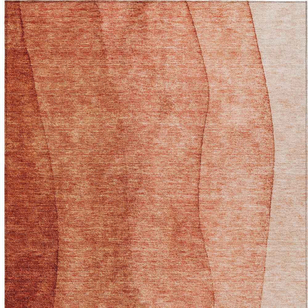 3' X 5' Red Copper And Terra Cotta Ombre Washable Indoor Outdoor Area Rug