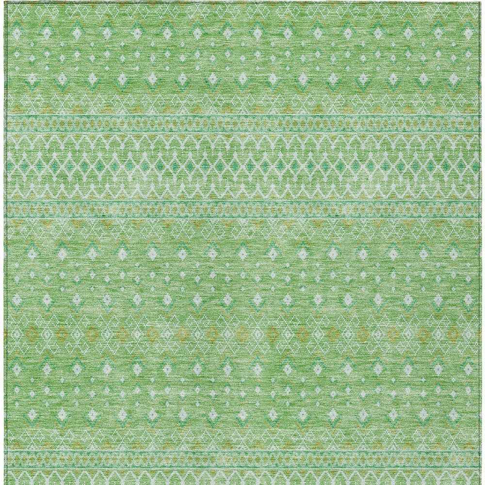 3' X 5' Green And Mint Green Tribal Washable Indoor Outdoor Area Rug