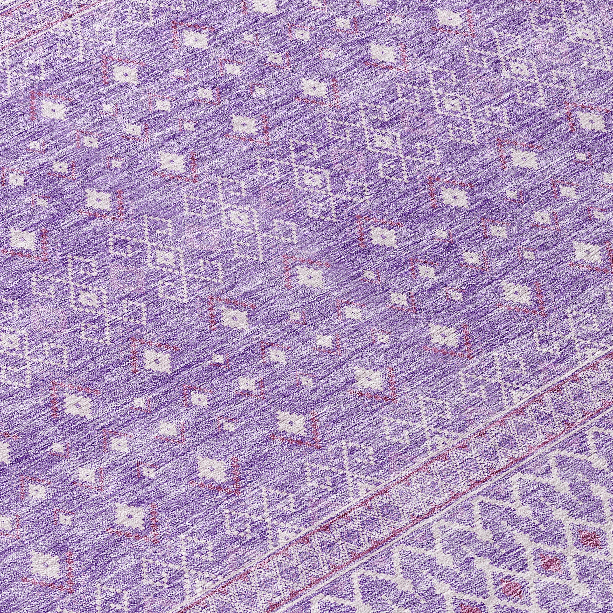 10' X 14' Lavender And Purple Tribal Washable Indoor Outdoor Area Rug - Sports & Outdoor