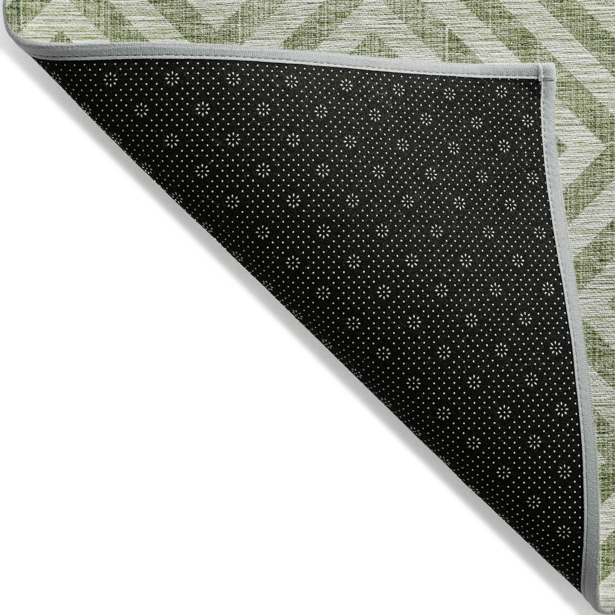 9' X 12' Green And Beige Geometric Washable Indoor Outdoor Area Rug - Outdoor