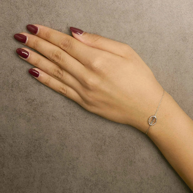 .925 Sterling Silver Diamond Accent MOM Charm Bracelet (J-K Color, I2-I3 Clarity) - 7" Inches