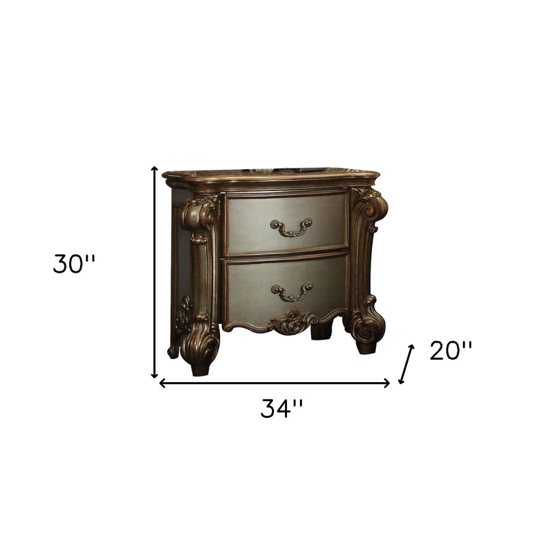 30" Bone Wood Two Drawer Nightstand - Bed & Bath