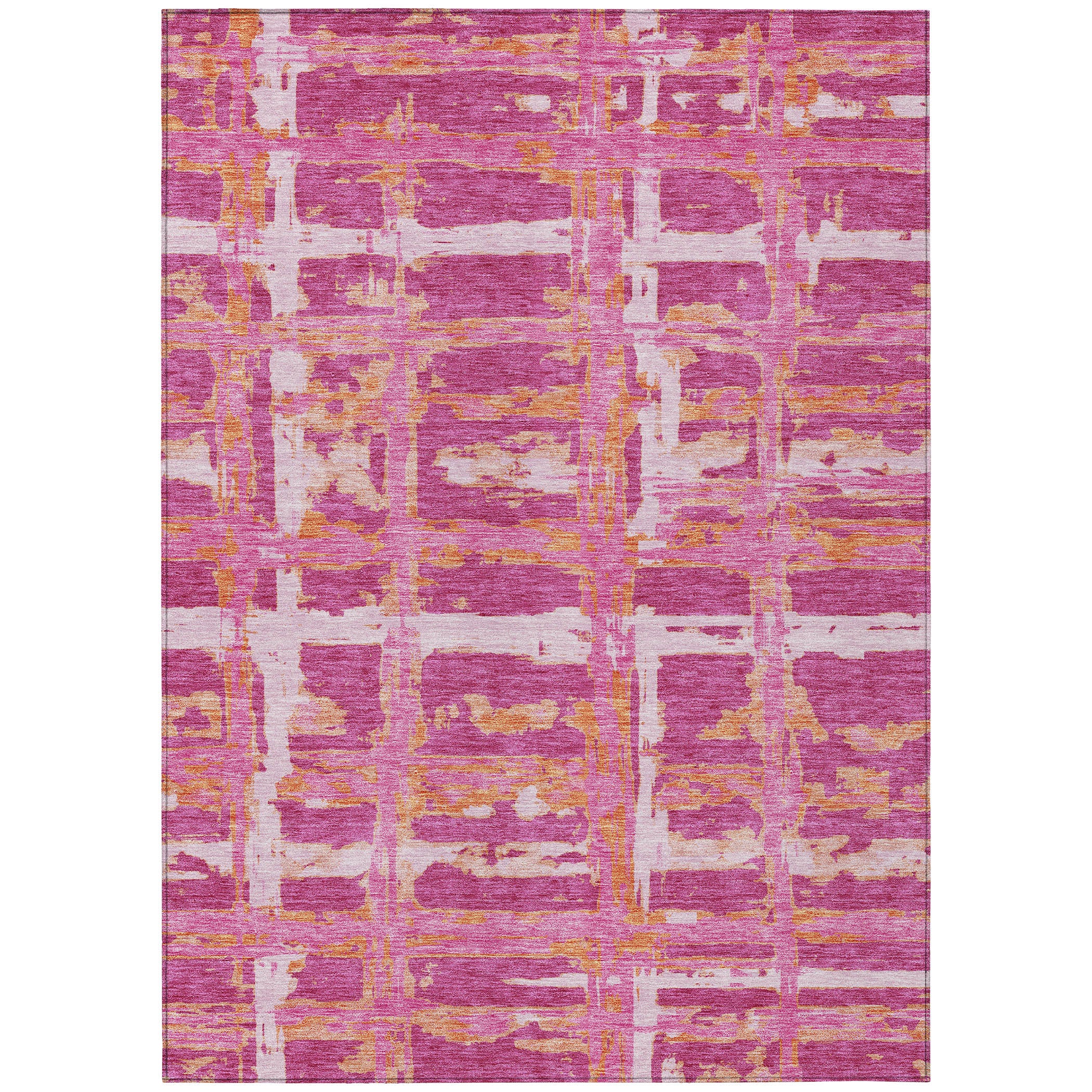 10' X 14' Blush Pink And Orange Striped Washable Indoor Outdoor Area Rug - Sports & Outdoor