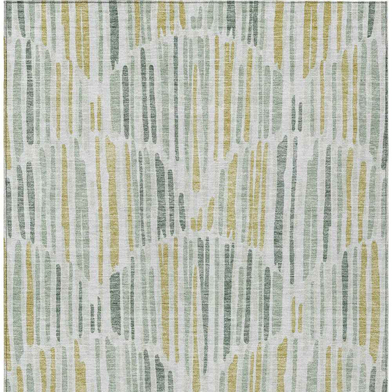10' X 14' Sage Artichoke Green And Gold Abstract Washable Indoor Outdoor Area Rug