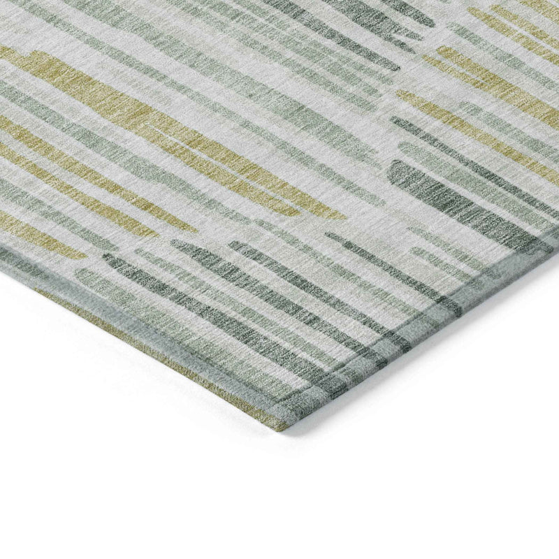 10' X 14' Sage Artichoke Green And Gold Abstract Washable Indoor Outdoor Area Rug
