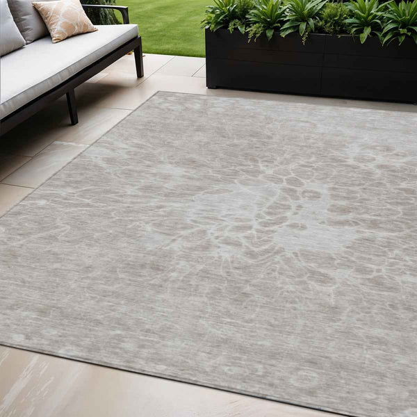 5' X 8' Taupe Beige And Ivory Abstract Washable Indoor Outdoor Area Rug