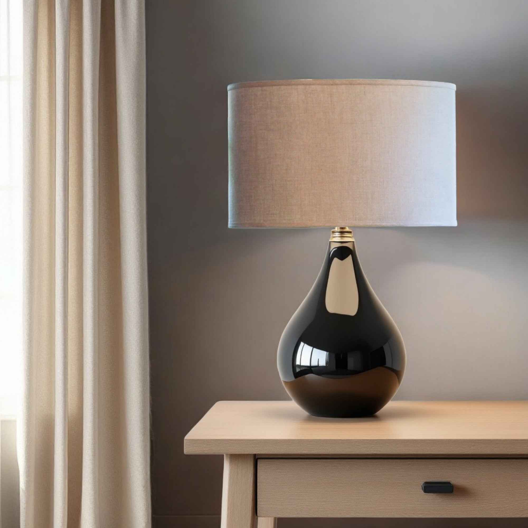 Dark Brown Linen Oval Lamp Shade