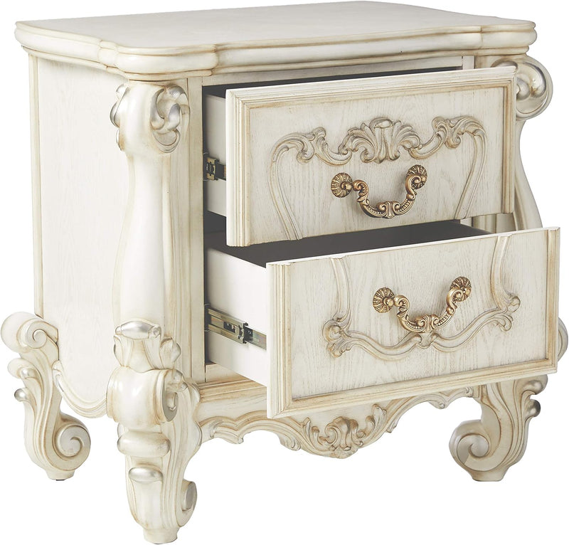 31" White Wood Two Drawer Nightstand - Bed & Bath