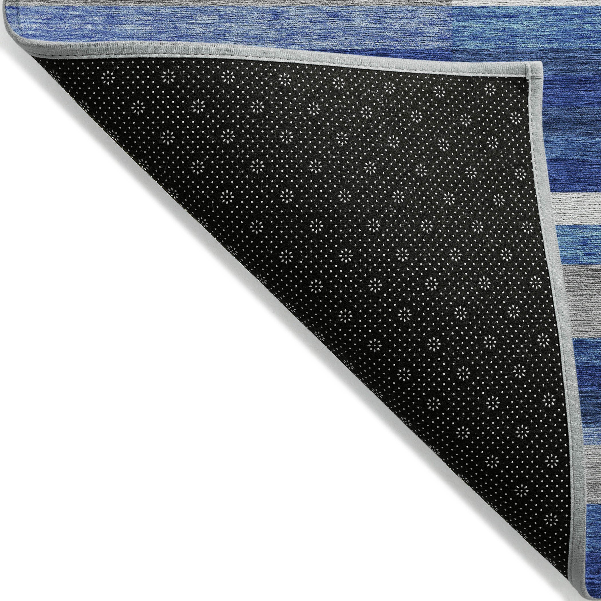 10' X 14' Navy Blue And Denim Blue Striped Washable Indoor Outdoor Area Rug - Outdoor