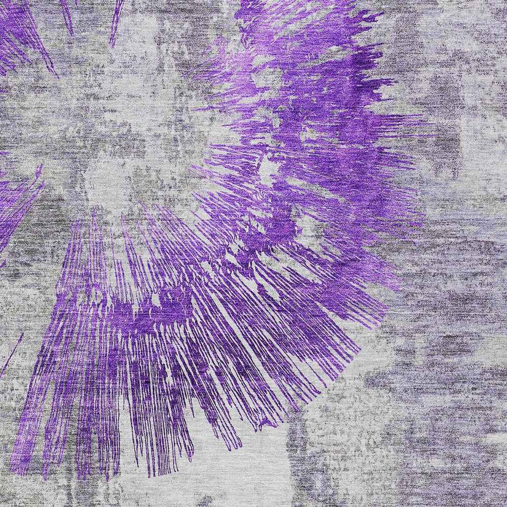 8' X 10' Purple Gray And Charcoal Abstract Washable Indoor Outdoor Area Rug