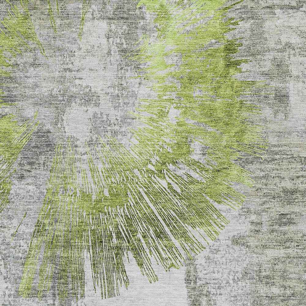 9' X 12' Artichoke Green Gray And Charcoal Abstract Washable Indoor Outdoor Area Rug