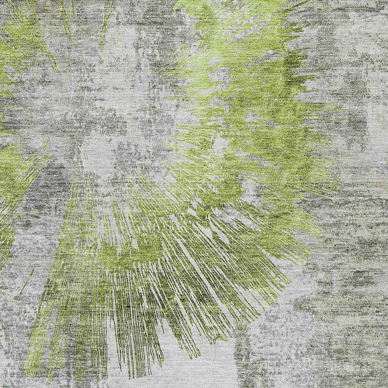 9' X 12' Artichoke Green Gray And Charcoal Abstract Washable Indoor Outdoor Area Rug