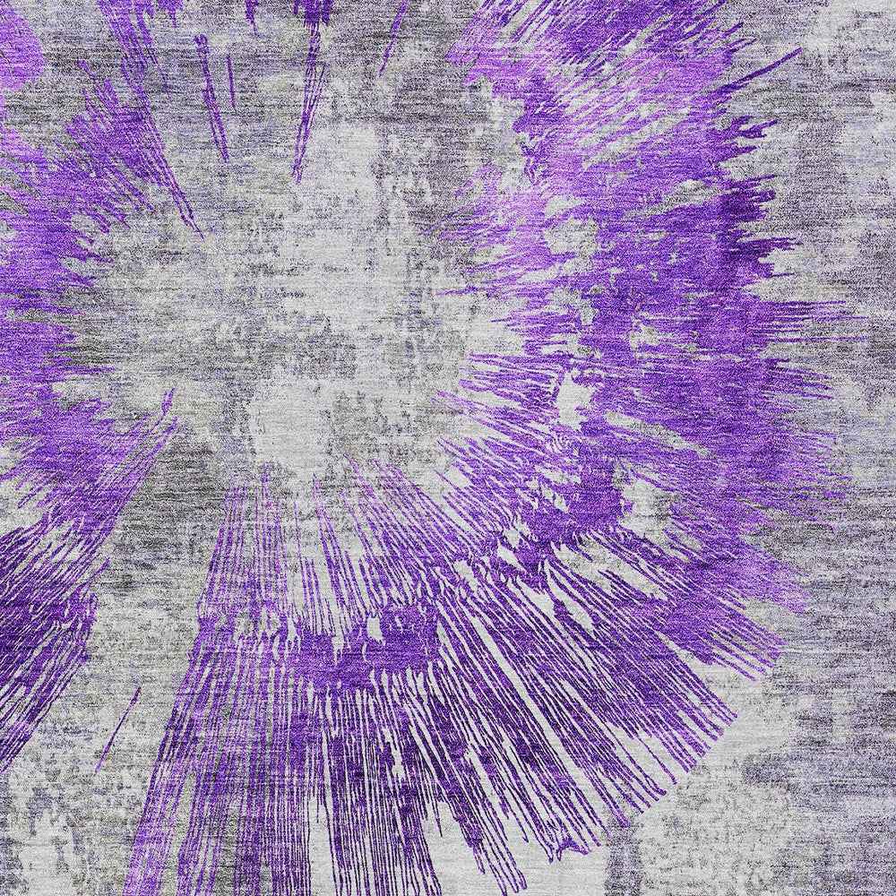 5' X 8' Purple Gray And Charcoal Abstract Washable Indoor Outdoor Area Rug