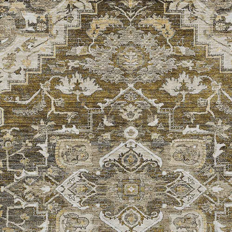9' X 12' Brown Beige And Taupe Oriental Washable Indoor Outdoor Area Rug