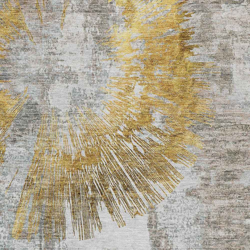 8' X 10' Gold Beige And Ivory Abstract Washable Indoor Outdoor Area Rug