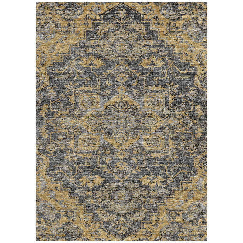 3' X 5' Gray Charcoal And Silver Oriental Washable Indoor Outdoor Area Rug