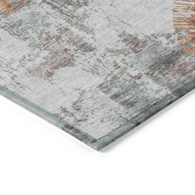 8' X 10' Terra Cotta Copper And Taupe Abstract Washable Indoor Outdoor Area Rug