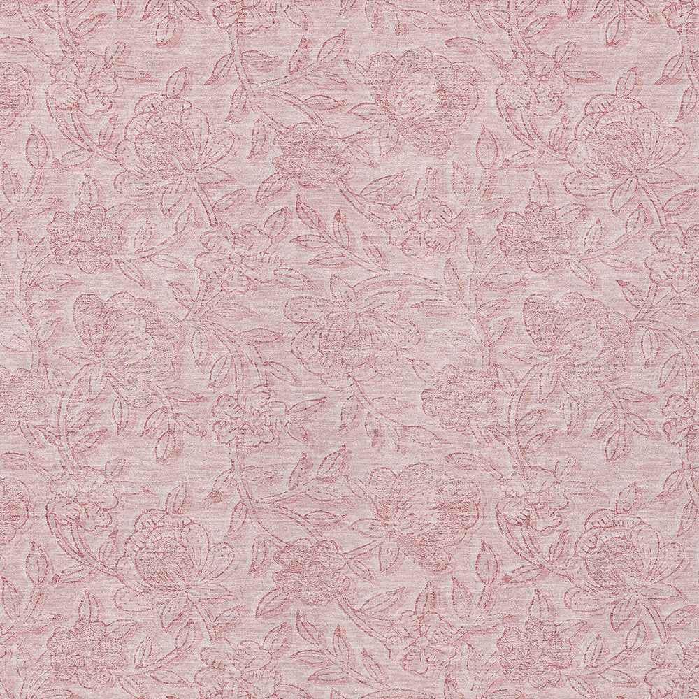 8' X 10' Pink And Red Floral Washable Indoor Outdoor Area Rug