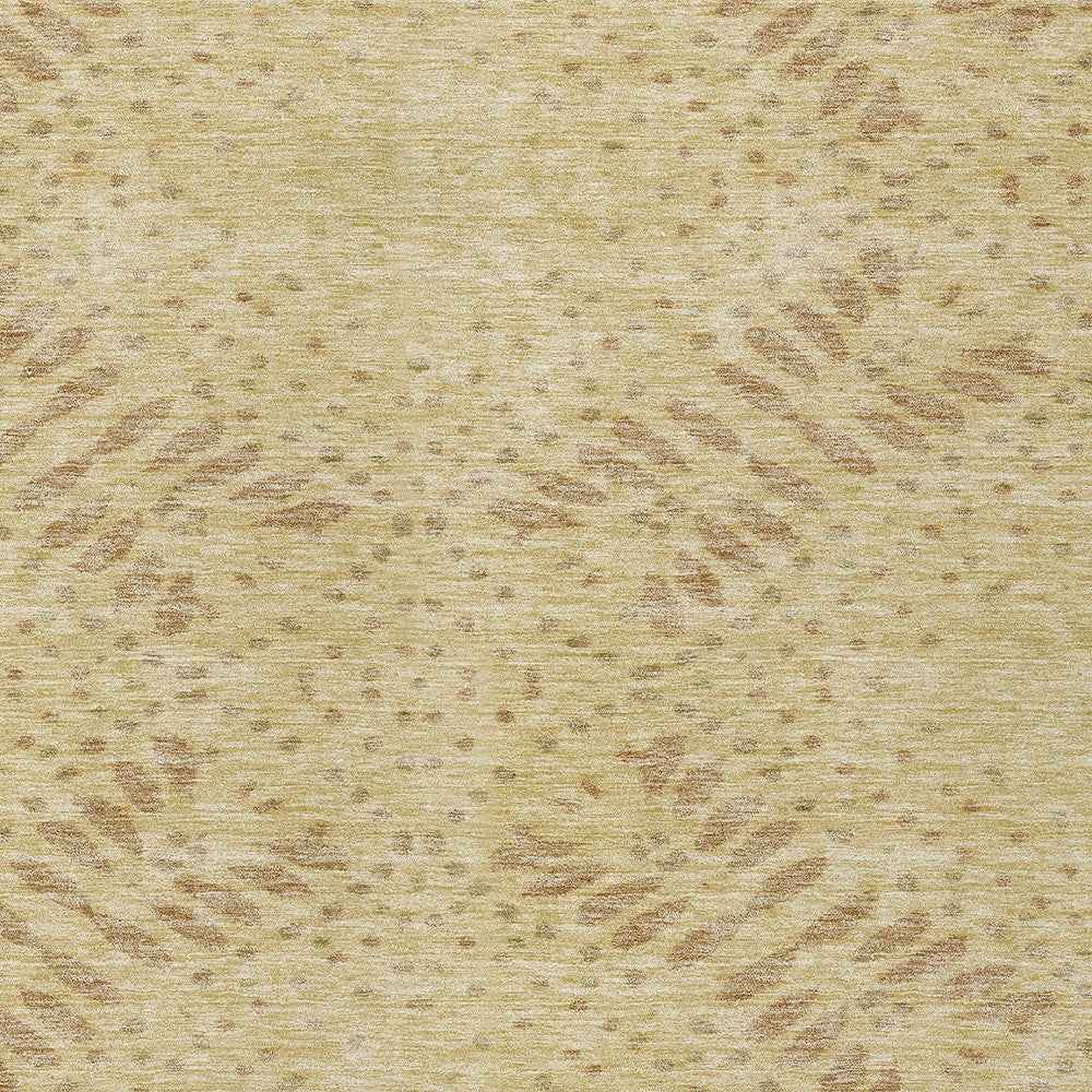 9' X 12' Gold Beige And Taupe Floral Washable Indoor Outdoor Area Rug