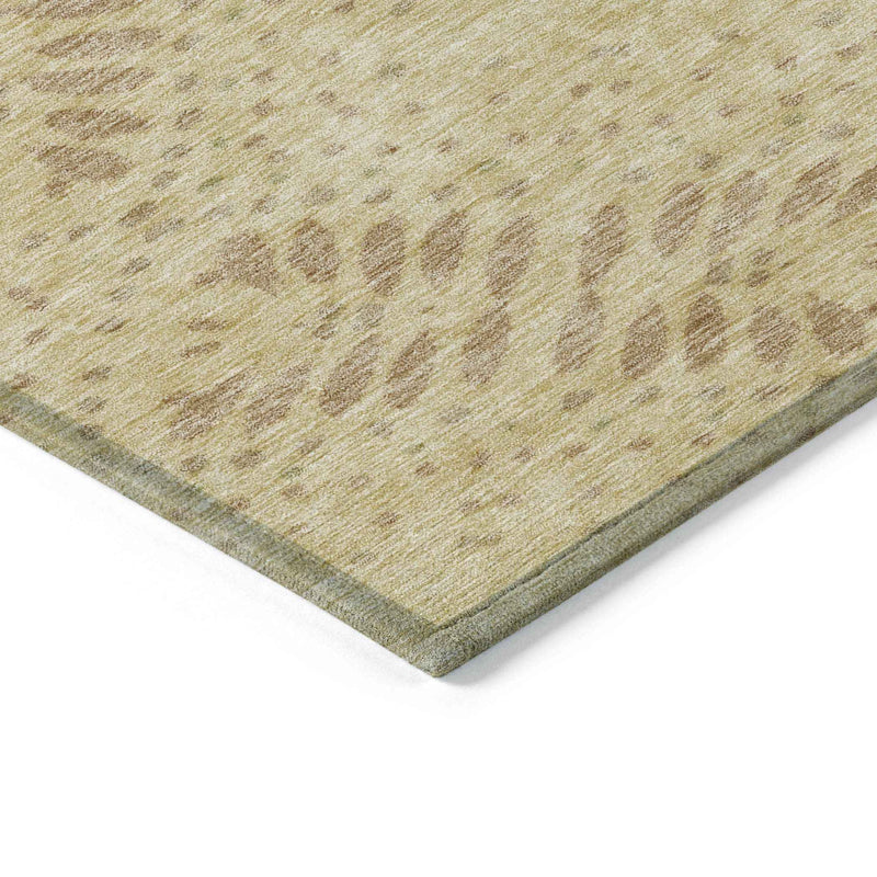9' X 12' Gold Beige And Taupe Floral Washable Indoor Outdoor Area Rug