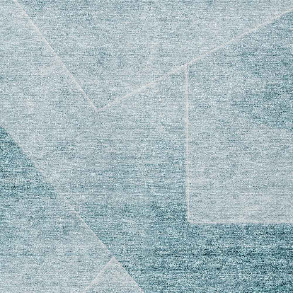 3' X 5' Teal Blue And Aqua Abstract Washable Indoor Outdoor Area Rug