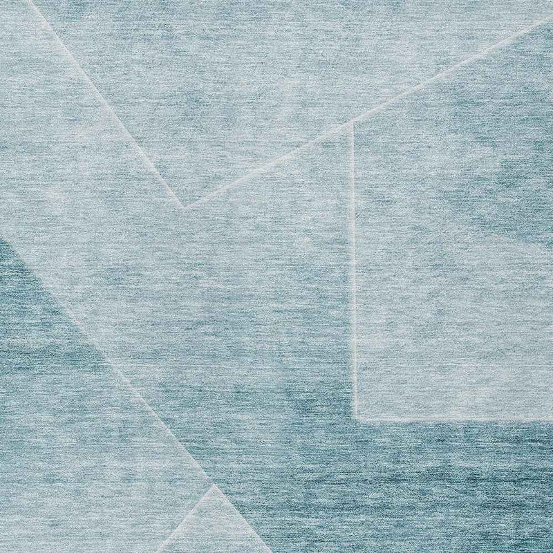 3' X 5' Teal Blue And Aqua Abstract Washable Indoor Outdoor Area Rug
