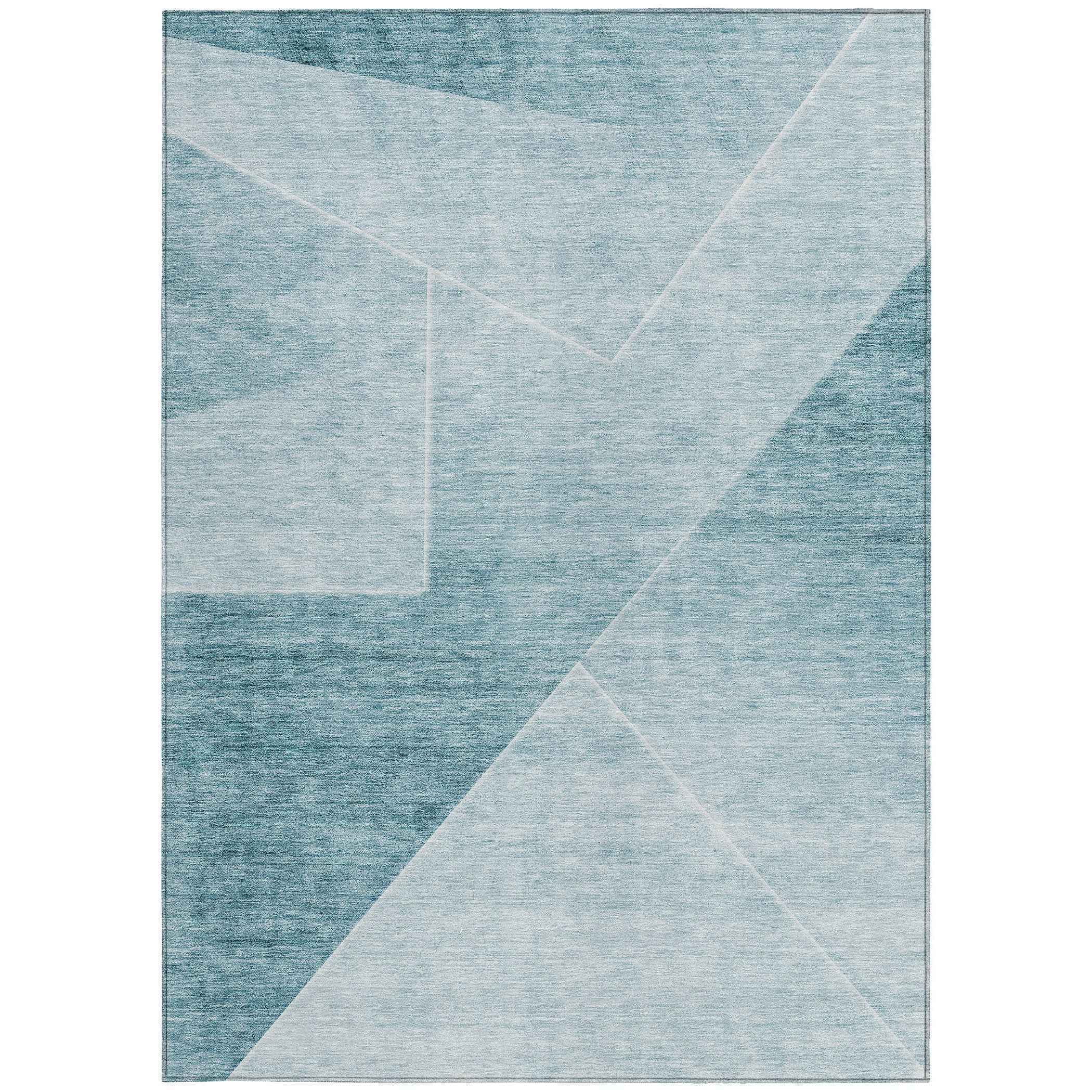 3' X 5' Teal Blue And Aqua Abstract Washable Indoor Outdoor Area Rug