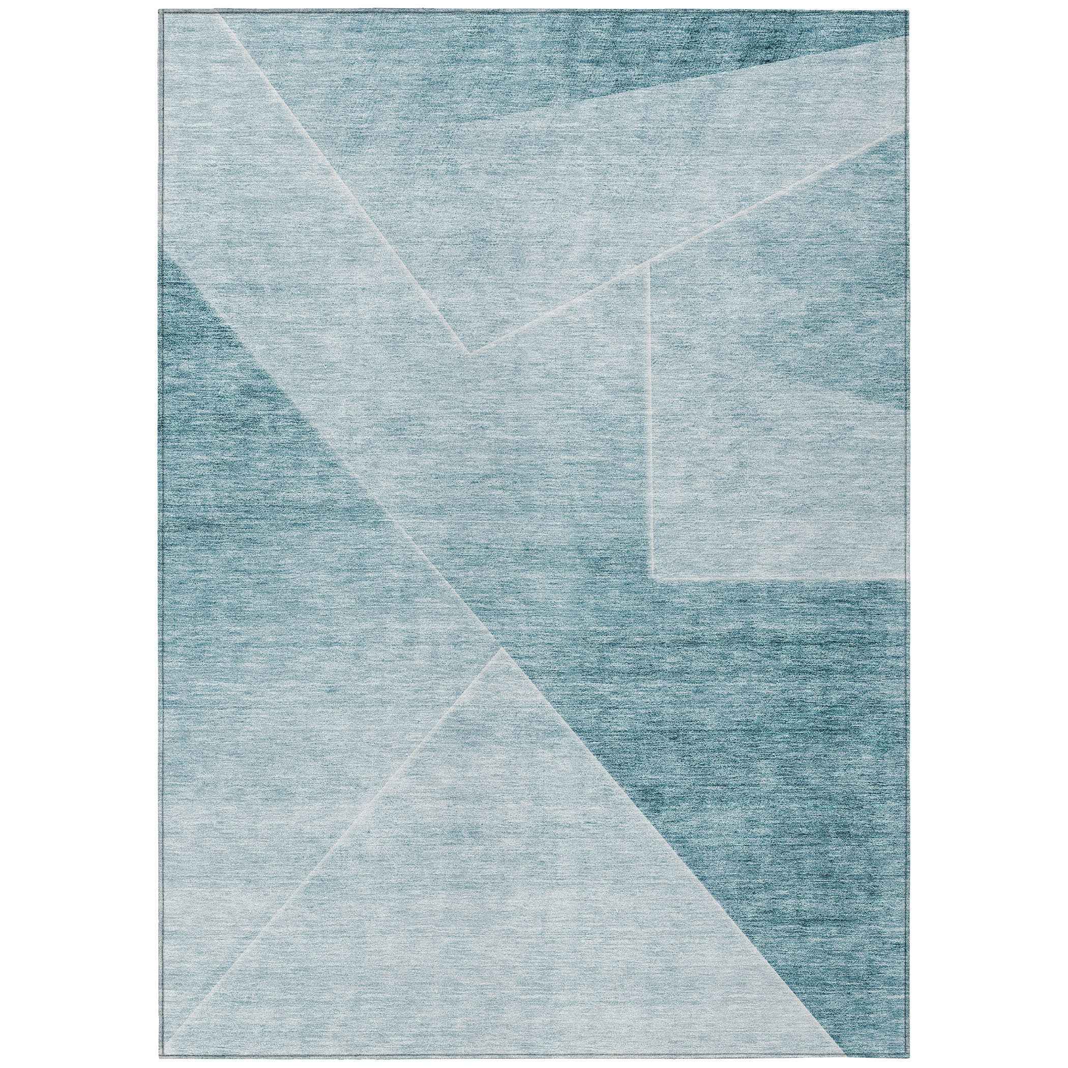 8' X 10' Teal Blue And Aqua Abstract Washable Indoor Outdoor Area Rug