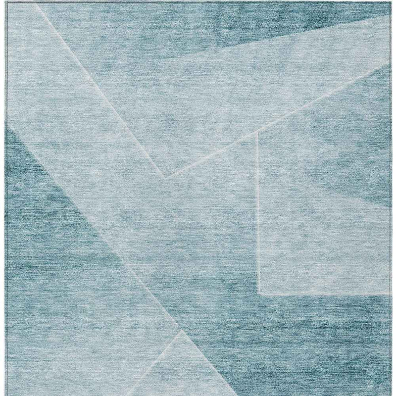 8' X 10' Teal Blue And Aqua Abstract Washable Indoor Outdoor Area Rug