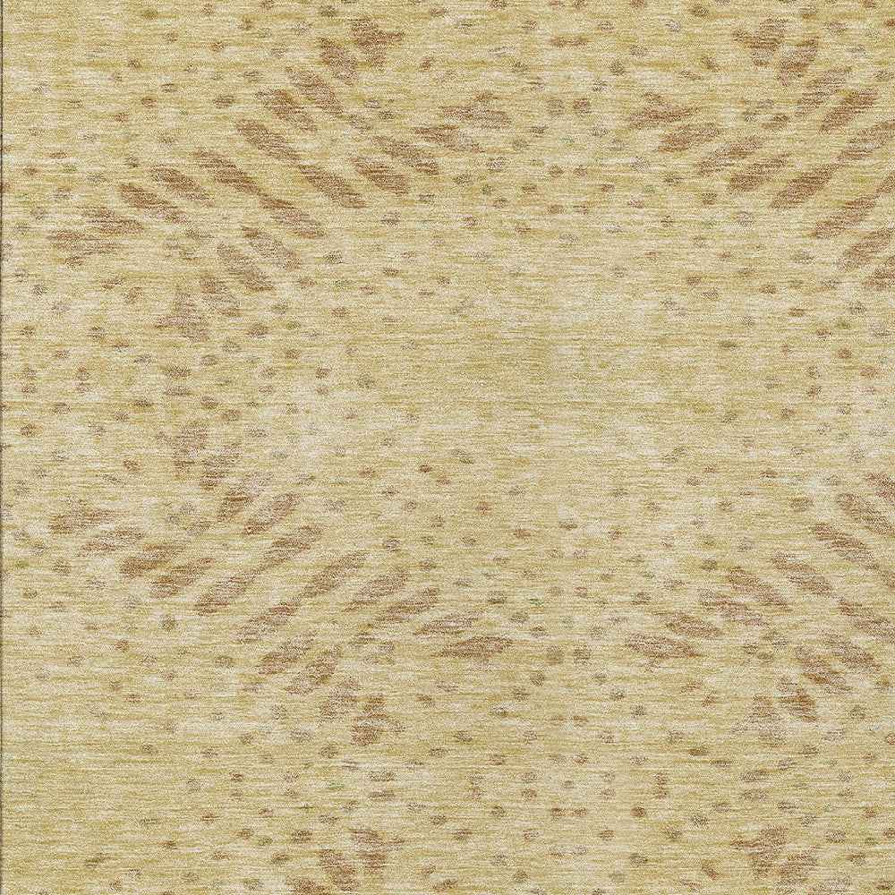 3' X 5' Gold Beige And Taupe Floral Washable Indoor Outdoor Area Rug