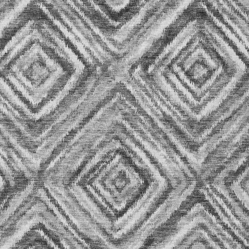 3' X 5' Gray Silver And Ivory Geometric Washable Indoor Outdoor Area Rug